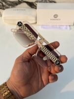 Versace Square Beige Brown Gradient Sunglasses - Image 4