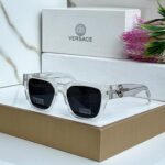 Versace Square Polarized Black Transparent Sunglasses