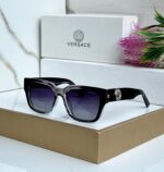 Versace Square Polarized Black Transparent Sunglasses - Image 2