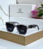 Versace Square Polarized Black Transparent Sunglasses - Image 4