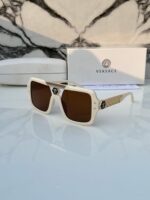 Versace Sunglasses Rectangular Off-White Brown Gradient