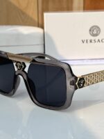 Versace Rectangular Sunglasses Gray/Black - Image 3
