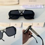 Versace Rectangular Sunglasses Gray/Black - Image 5