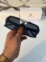 Versace Rectangular Sunglasses Gray/Black - Image 6